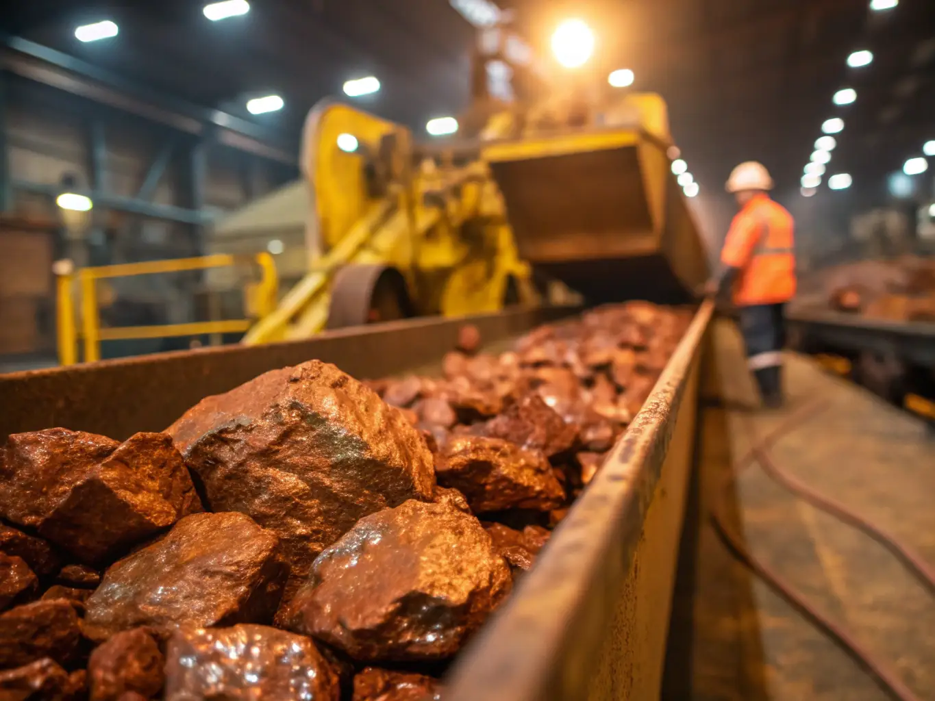 A detailed image showcasing a copper mine with various pipelines and valve installations, highlighting the harsh conditions and the need for durable valve solutions.