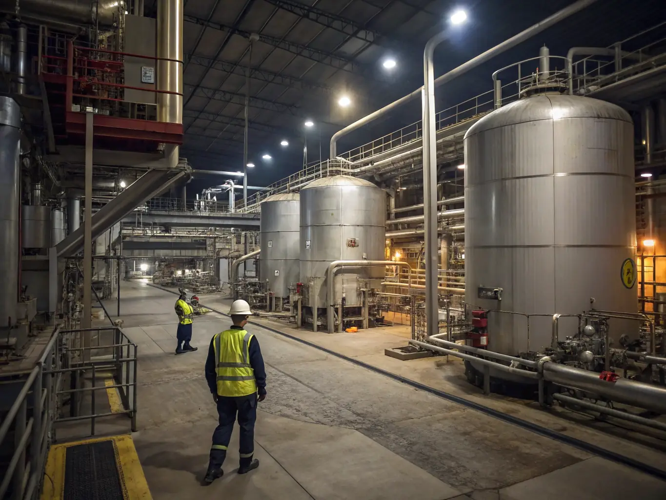 An image depicting a chemical processing plant with complex piping systems, emphasizing the importance of precise fluid control and safety.